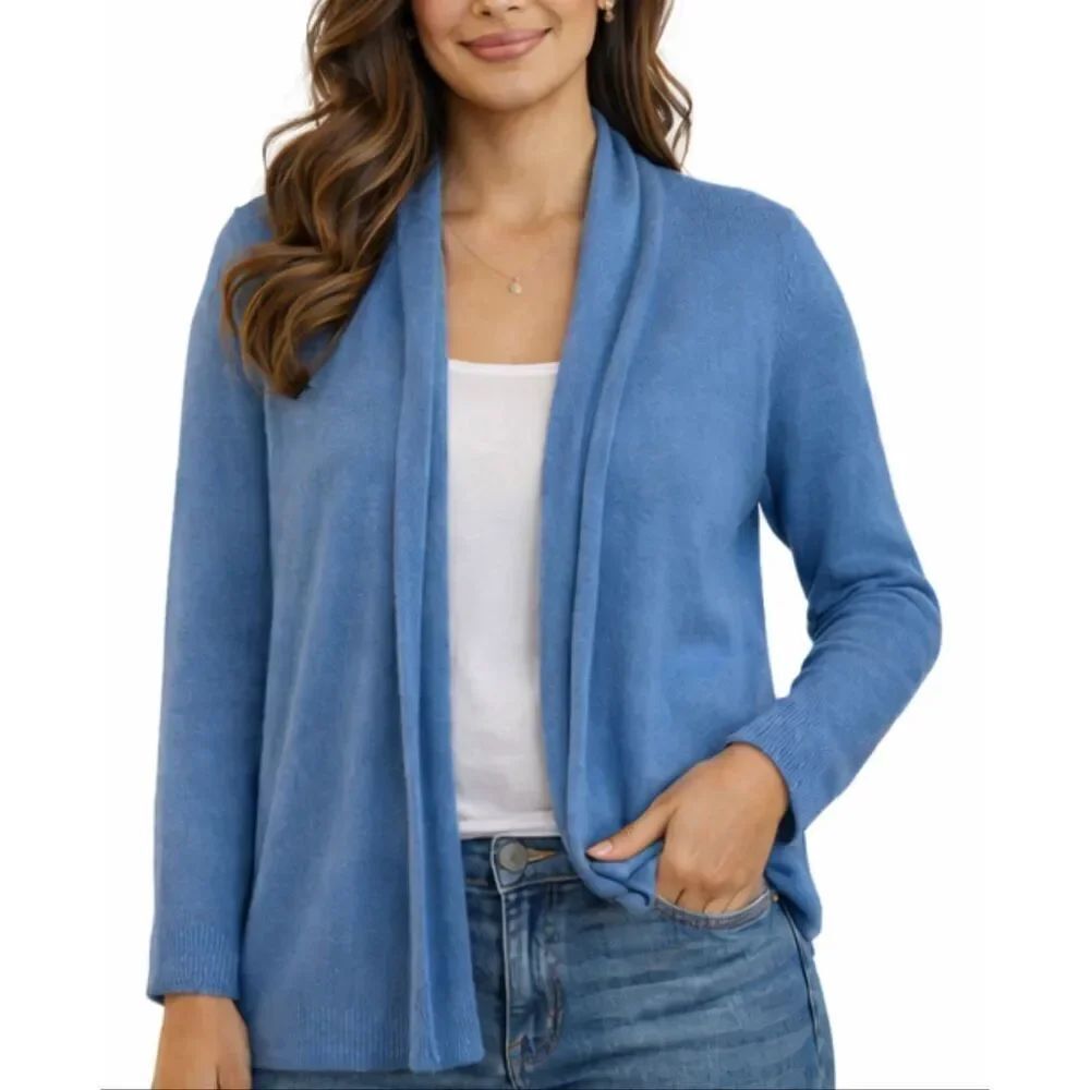 Sara Campbell 100% cashmere blue featherweight cardigan small